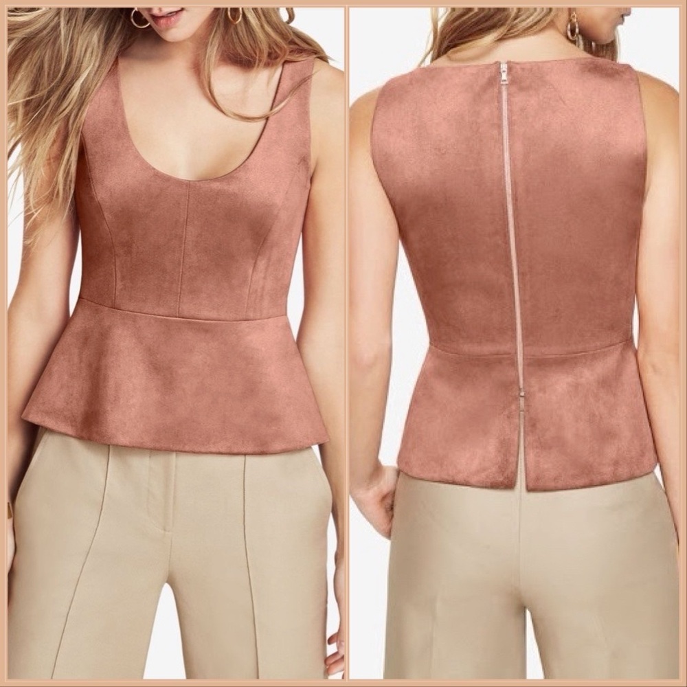 BCBGMaxAzria Cladiana Peplum Top Faux Suede NWT!!